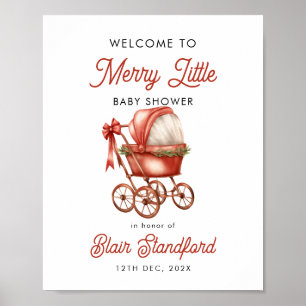 Merry Little Christmas Baby Shower Welcome Sign