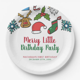 Merry Little Christmas Birthday Custom  Paper Plate