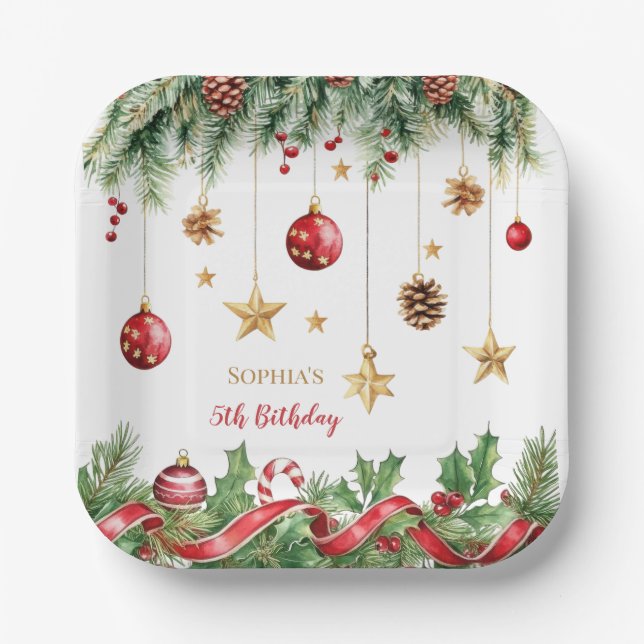 Merry Little Christmas Birthday Paper Plate (Front)
