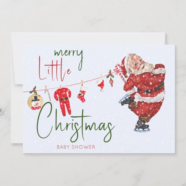 Merry Little Christmas Boy Girl Winter Baby Shower Invitation (Front)