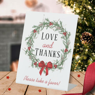 Merry Little Christmas Bridal Shower Favour Pedestal Sign