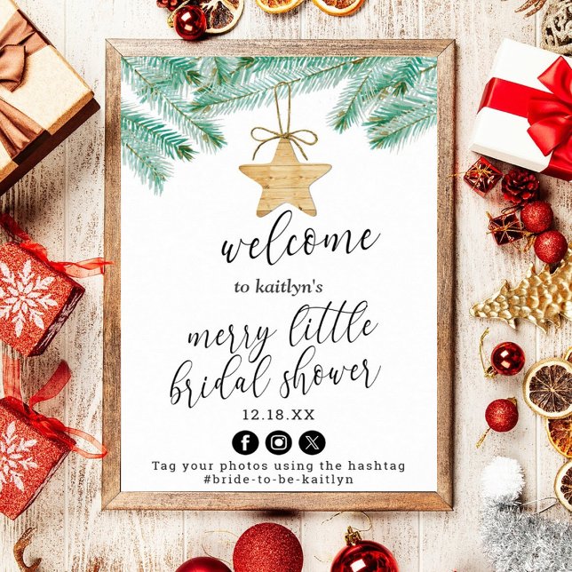 Merry Little Christmas Bridal Shower Welcome Poster (Creator Uploaded)