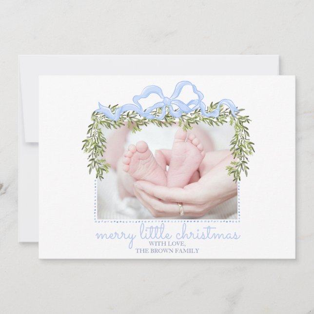 Merry Little Christmas Card Newborn Baby Photo (Front)
