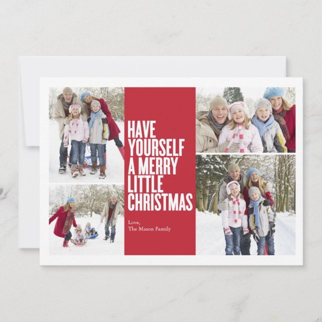 Merry Little Christmas Collage | Red Holiday Card (Front)