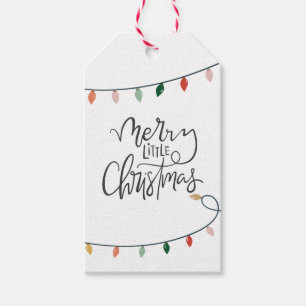 Merry Little Christmas Colourful String of Lights Gift Tags