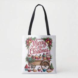 Merry Little Christmas Cupcake Cart Holiday Baking Tote Bag