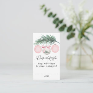 Merry Little Christmas Diaper Raffle with Pink Business Card