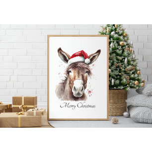 Merry Little Christmas Donkey, custom Poster