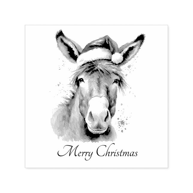 Merry Little Christmas Donkey, custom Self-inking Stamp (Design)