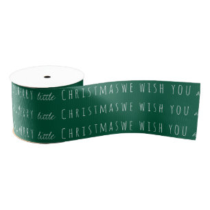 Merry little Christmas Green Holiday Grosgrain Ribbon