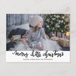 Merry Little Christmas Handwritten Holiday Photo Postcard
