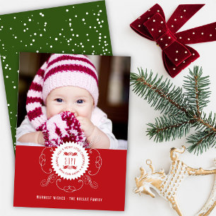 Merry Little Christmas Happy New Year Seal Photo Holiday Card