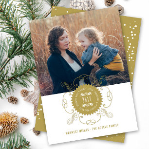 Merry Little Christmas Happy New Year Seal Photo Holiday Card
