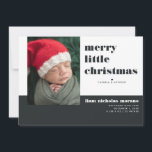 Merry Little Christmas Holiday Birth Announcement<br><div class="desc">"Merry Little Christmas". This minimal typography Christmas birth announcement highlights your imagery with fresh, modern typefaces. Customize with a photo, and birth stats. Additional 5 photo collage on the back. Add your custom wording to this design by using the "Edit this design template" boxes on the right hand side of...</div>