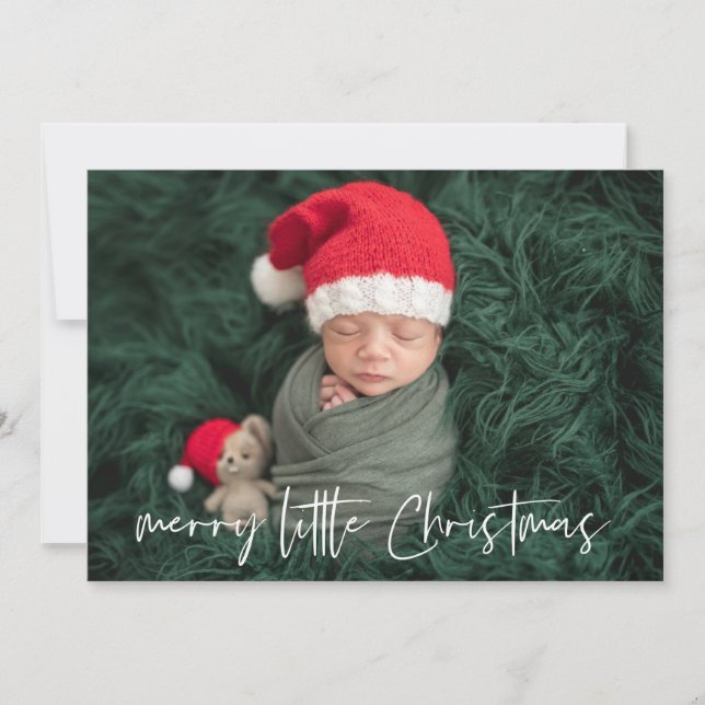 Merry Little Christmas Holiday Birth Announcement (Front)