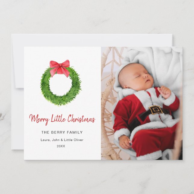 Merry Little Christmas Holiday photo Card (Front)