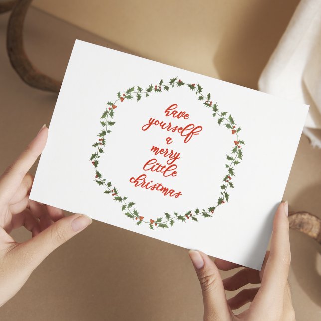 Merry Little Christmas - Holly Wreath Postcard (Creator Uploaded)