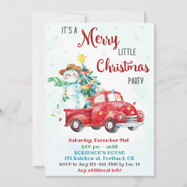 Merry little christmas invitation Christmas party (Front)