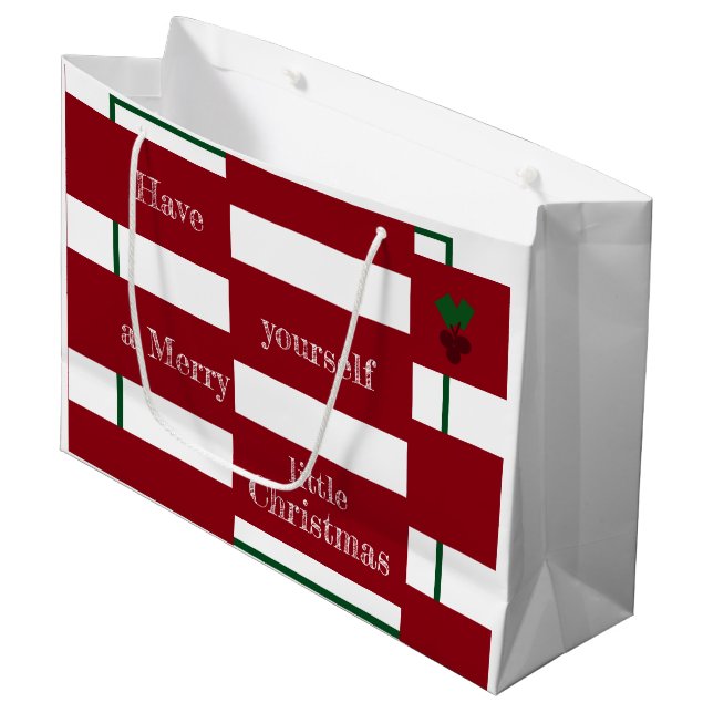 "Merry Little Christmas" Large Glossy Gift Bag (Front Angled)