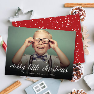 Merry Little Christmas Modern Typography Photo Holiday Card