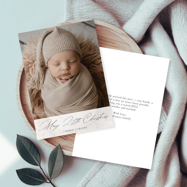 Merry Little Christmas Newborn Cute Baby Photo Holiday Card (Creator Uploaded)