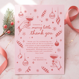 Merry Little Christmas Party Doodle Thank You Card