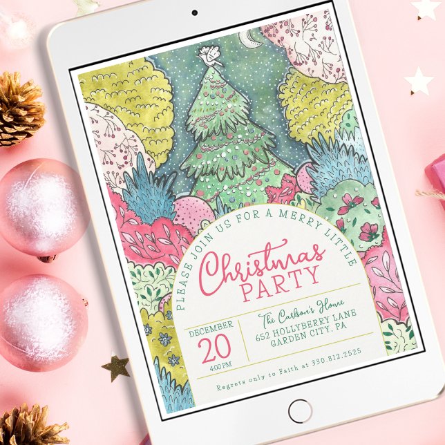 Merry Little Christmas Party Watercolor Invitation (Creator Uploaded)