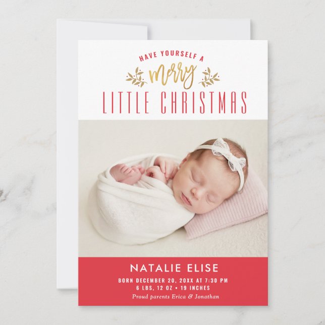 MERRY LITTLE CHRISTMAS | photo birth announcement (Front)