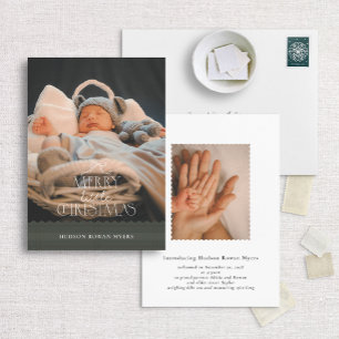 Merry Little Christmas Photo Birth Announcement