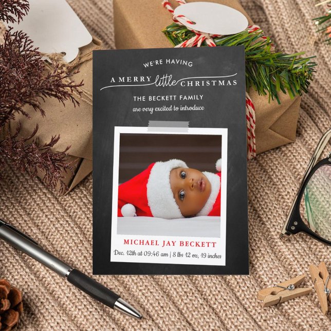 Merry Little Christmas Photo Birth Announcement (Creator Uploaded)
