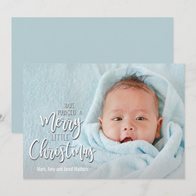 Merry Little Christmas Photo Birth Announcements (Front/Back)