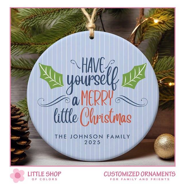 Merry Little Christmas Photo Ceramic Ornament (Creator Uploaded)