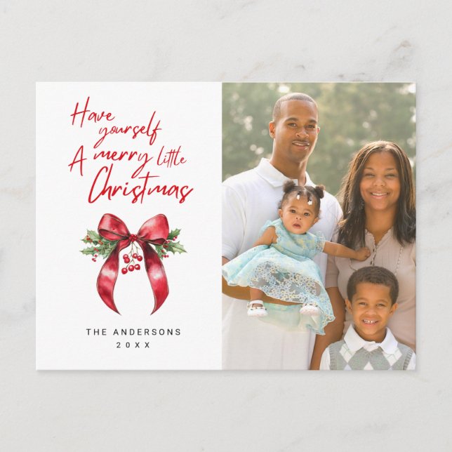 Merry Little Christmas Photo Holiday Postcard (Front)