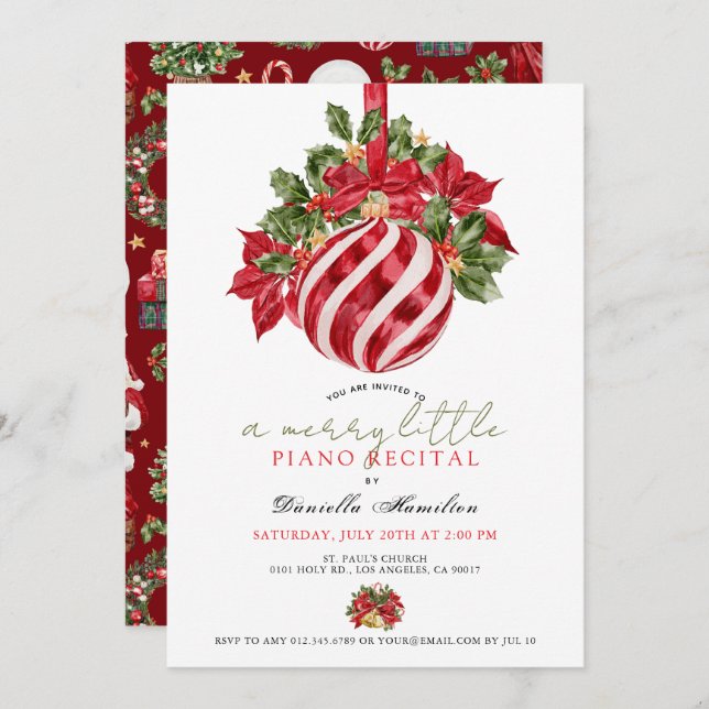 Merry Little Christmas Piano Recital Invitation (Devant / Derrière)