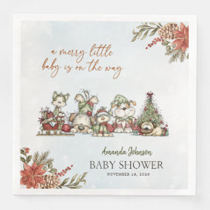 Merry Little Christmas Puppy Baby Shower Napkin