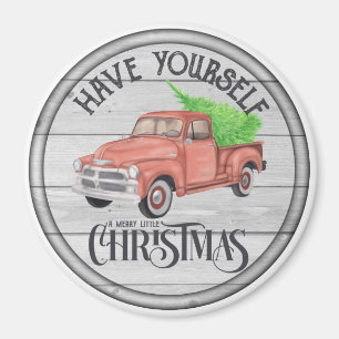 Merry Little Christmas Red Truck  Magnet