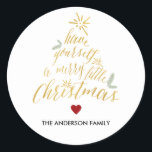 Merry Little Christmas round sticker<br><div class="desc">Merry Little Christmas - Round Sticker. Customizable. Part of a Christmas collection.</div>
