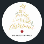 Merry Little Christmas round sticker<br><div class="desc">Merry Little Christmas - Round Sticker. Customizable. Part of a Christmas collection.</div>