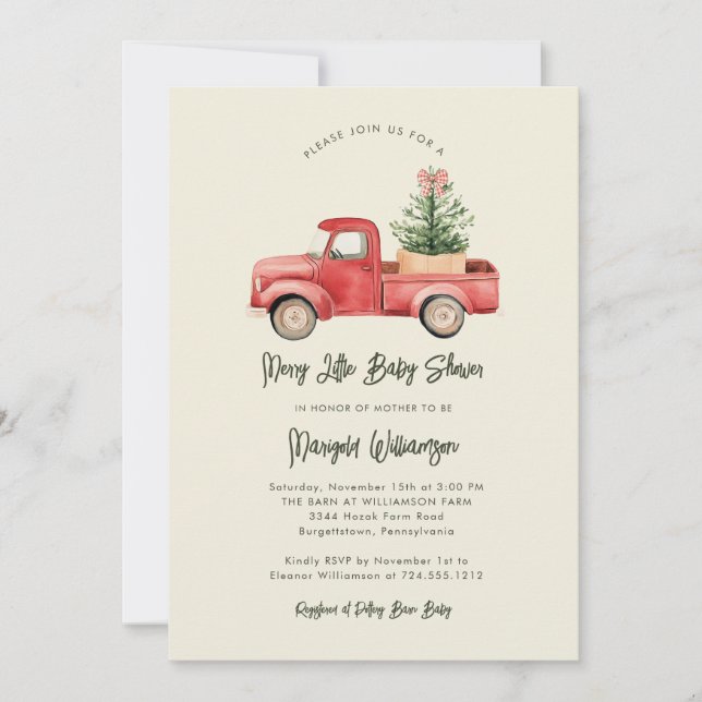 Merry Little Christmas Rustic Baby Shower  Invitat Invitation (Front)
