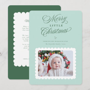 Merry Little Christmas Scallop First Christmas Holiday Card