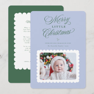 Merry Little Christmas Scallop First Christmas Holiday Card
