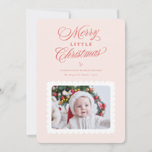 Merry Little Christmas Scallop First Christmas Holiday Card