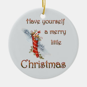 Merry Little Christmas Stocking Ceramic Ornament