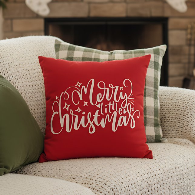 Merry little Christmas Throw Pillow (christmas pillow)