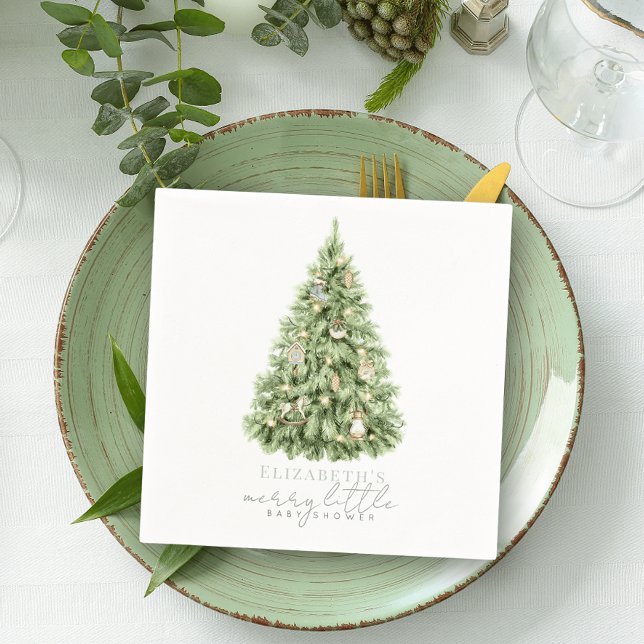 Merry Little Christmas Tree Baby Shower Napkin (Creator Uploaded)