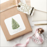 Merry Little Christmas Tree Baby Shower Square Sticker<br><div class="desc">This gender-neutral "Merry little Baby Shower" Christmas holiday baby shower sticker features a Christmas tree in watercolor. Personalize it for your needs. You can find matching products at my store.</div>
