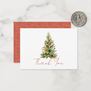 Merry Little Christmas Tree Red Thank You Card