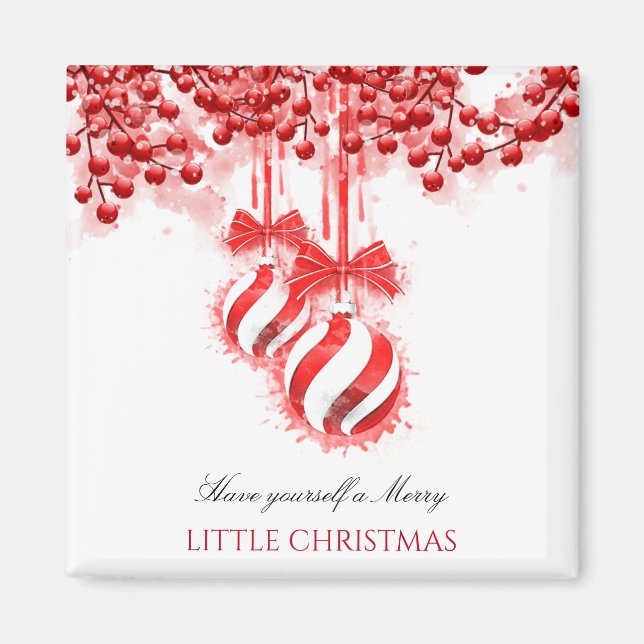 Merry Little Christmas Watercolor Splash Magnet (Front)