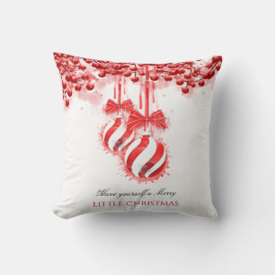 Merry Little Christmas Watercolor Splash Throw Pillow