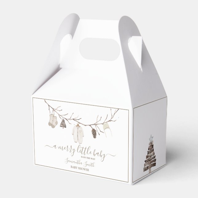 Merry Little Christmas Winter Baby Shower Favor Box (Front Side)